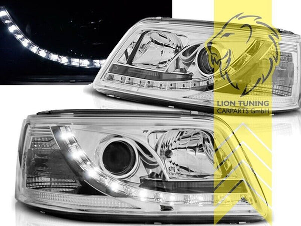 LT LED DRL Lightbar Headlights VW T5 Bus Transporter 03-09 Multivan chrome LHD