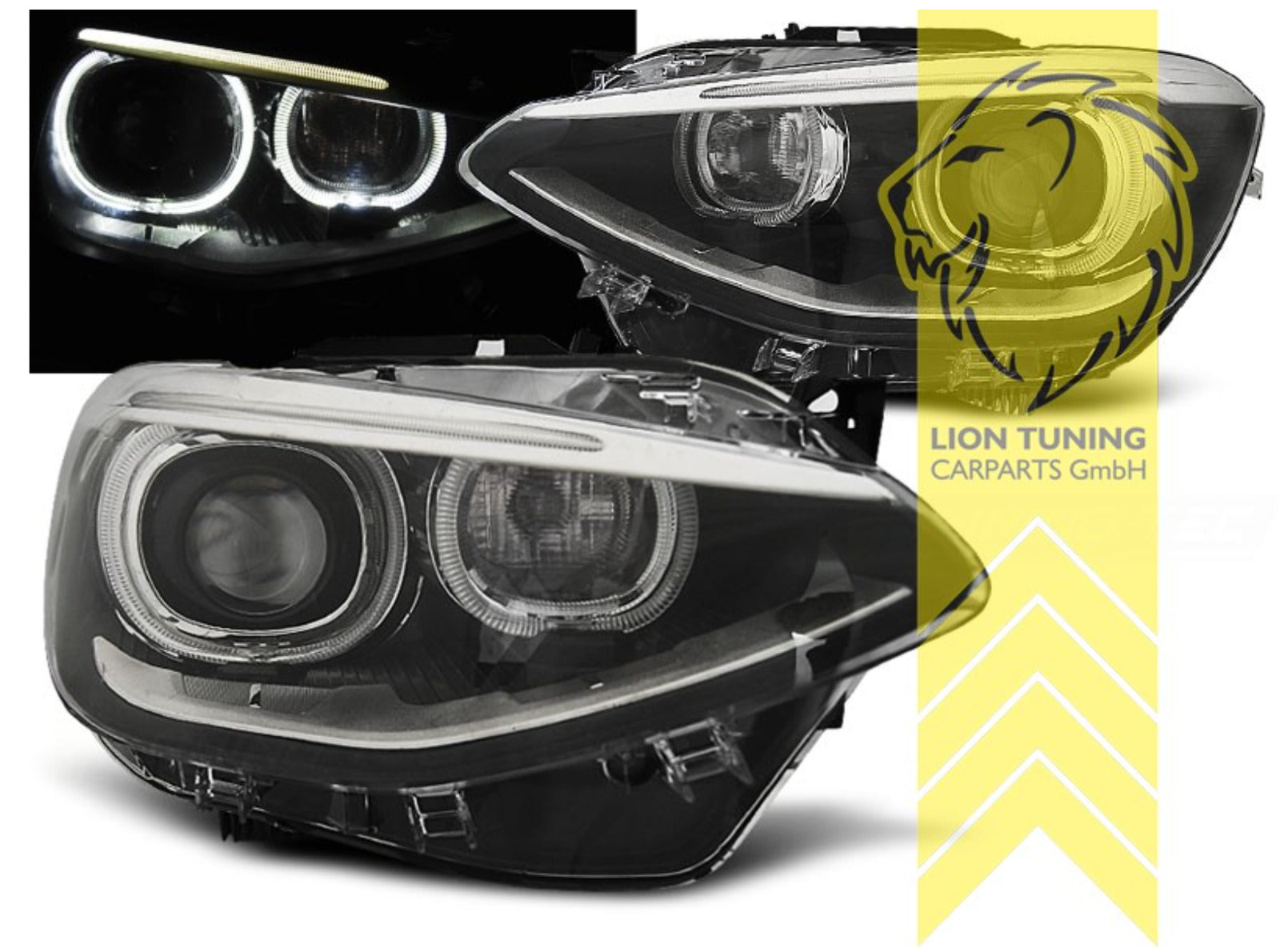 LT LED DRL Angel Eye Halo Ring Headlights BMW 1 Series F20 F21 Black LHD