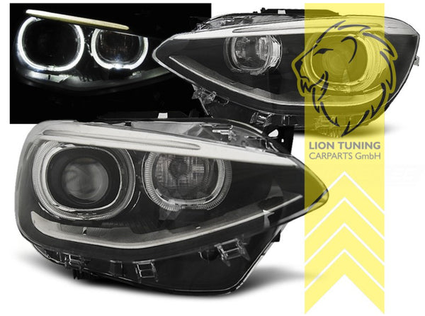 LT LED DRL Angel Eye Halo Ring Headlights BMW 1 Series F20 F21 Black LHD