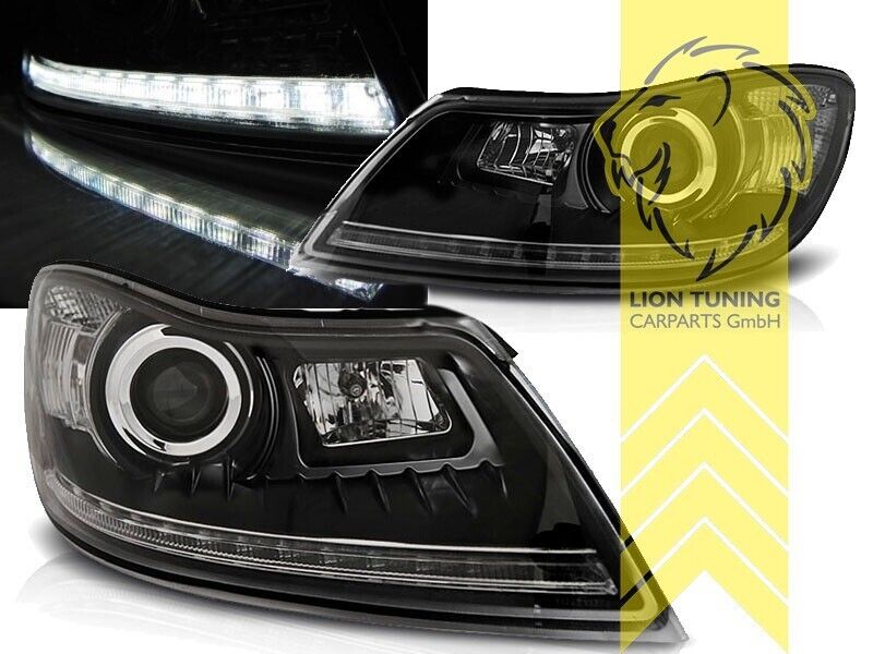 LT Pair LED DRL Lightbar Headlights Skoda Octavia 2 1Z MK2 09-13 Facelift LHD