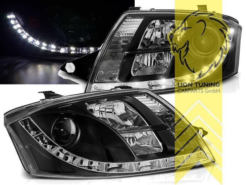 LT Pair LED Halo DRL Lightbar Headlights Audi TT 8N Coupe Cabrio black LHD