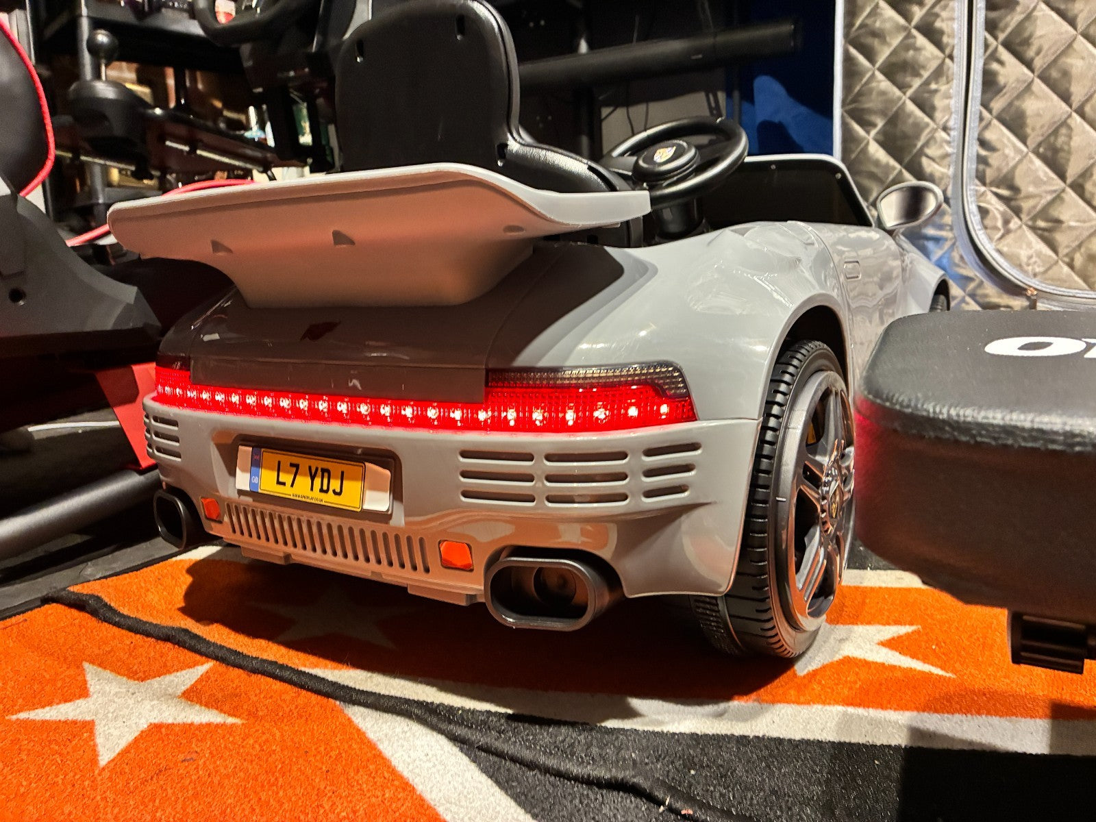 Kids Grey Porsche 911 Ride On Car Licensed RUF CTR 12v Battery Remote BT Stereo Children's Ride-On Car