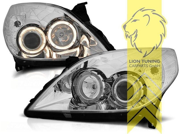 LT LED DRL Halo Ring Headlights Opel Vauxhall Vectra C Facelift chrome LHD