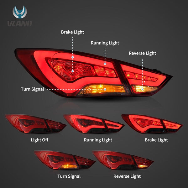 VLAND 11-14 Hyundai Sonata 6 YF Lightbar LED DRL Rear Lights Tail Lamps LHD