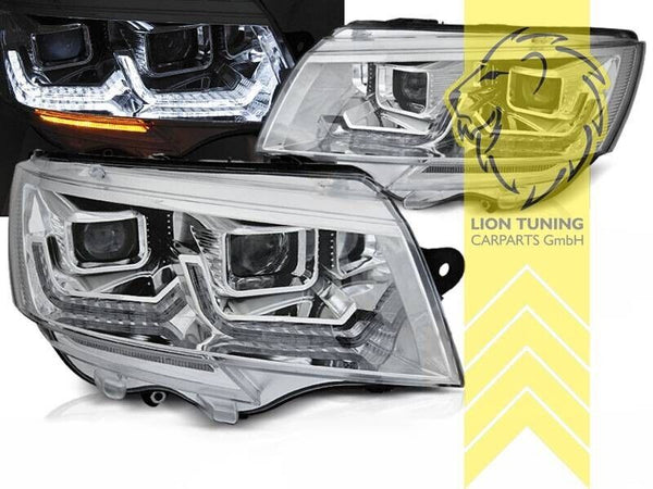 LT Pair LED DRL Lightbar Headlights VW Bus T6 Facelift T6.1 chrome dynamic LHD