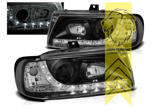 LT LED DRL Lightbar Headlights Seat Ibiza 6K Cordoba 6K 93-99 Black LHD