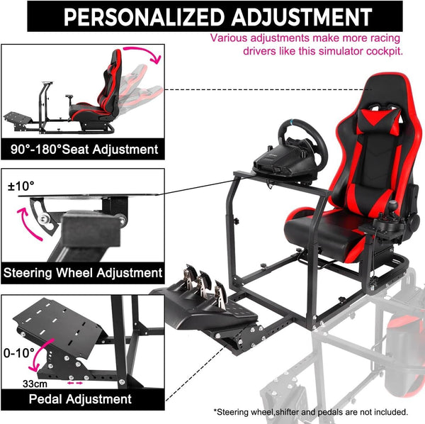 MNR Driving Game Sim Racing Frame Rig + Seat for Wheel Pedals Xbox PS PC