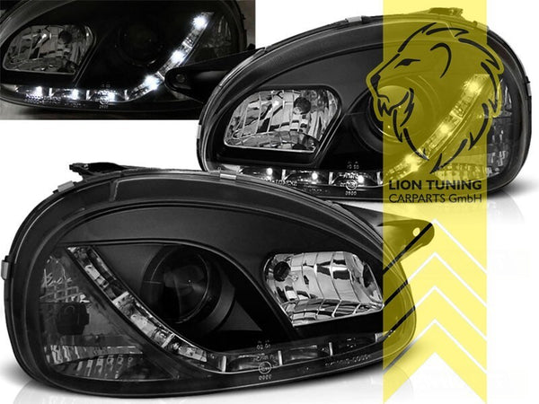 LT Pair LED DRL Angel Eye Halo Headlights Opel Corsa B Combo B 93-01 black LHD