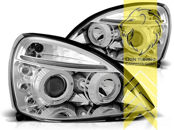 LT LED DRL Lightbar Halo Ring Headlights Renault Clio B 2 MK2 2 01-05 chrome LHD