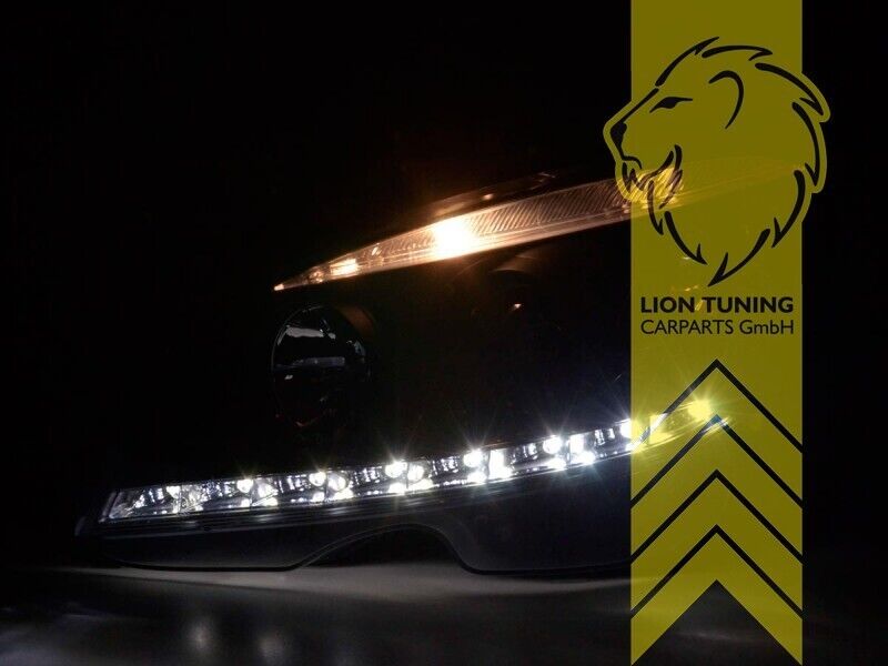 LT Pair LED DRL Lightbar Headlights Mercedes W204 S204 C-Class black 07-10 LHD