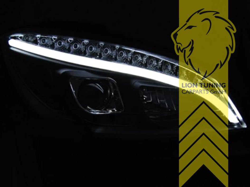 LT LED DRL Halo Lightbar Headlights Mercedes W204 S204 C-Class black LHD