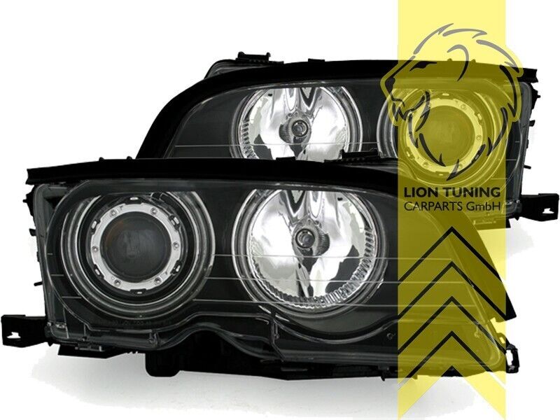 LT LED DRL Halo CCFL H1 Headlights BMW E46 Coupe Cabrio black 99-03 LHD