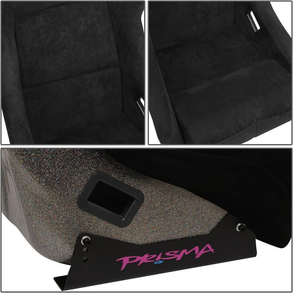 x1 Individual NRG Prisma NRG-FRP-302BK-ULTRA Bucket Seat L Black Side Mounts