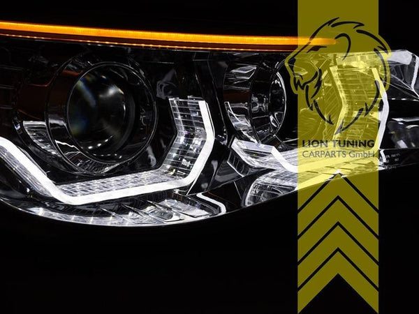 LT Pair LED DRL Halo Ring Headlights BMW E60 Sedan E61 Touring 03-07 chrome LHD