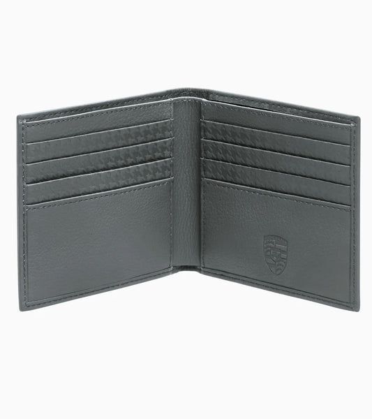 Genuine Porsche Wallet– Card holder grey premium cowhide embossed textile stripe