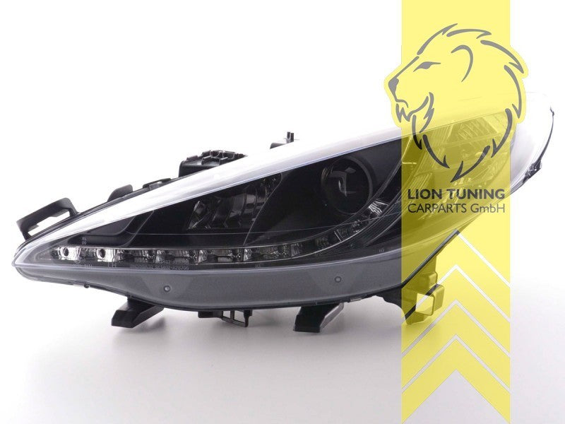 LT Pair LED DRL Lightbar Headlights Peugeot 207 207CC Cabrio Break black LHD
