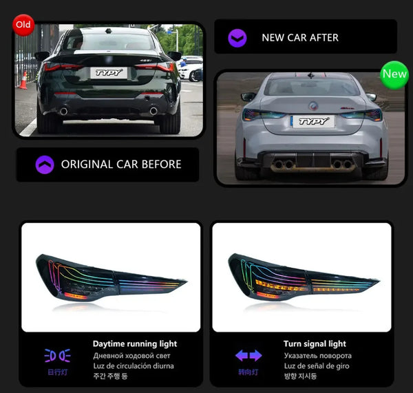 TYPY Pair BMW 4 Series M4 G22 RGB Dynamic Rear Lights Tail Lamps 20-23 LHD