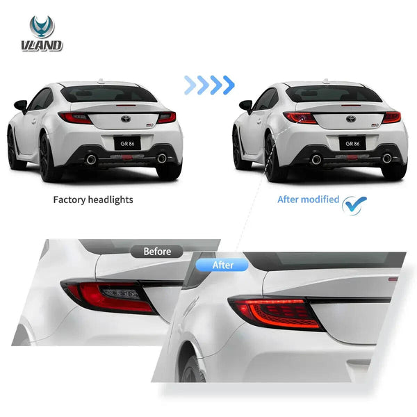 VLAND 21+ Toyota 86 GR86 & Subaru BRZ With Sequential Turn Signal & Dynamic Welcome Lighting LED DRL Rear Lights