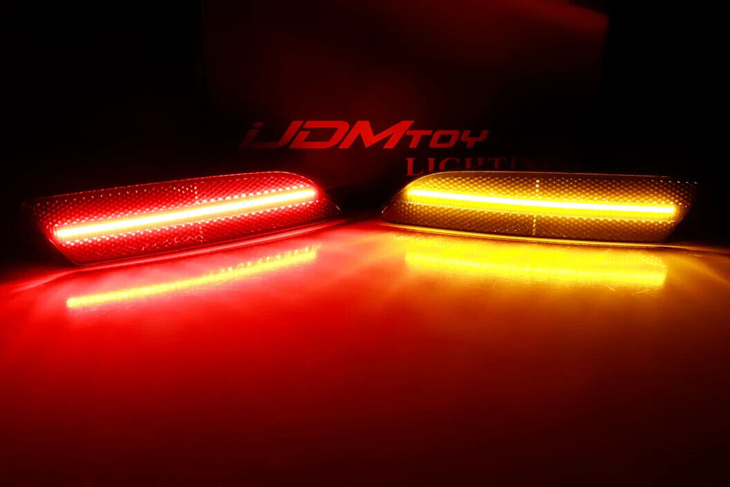 4pc Set Smoke Lens Amber Red Full LED Side Marker Lights For Chrysler Crossfire