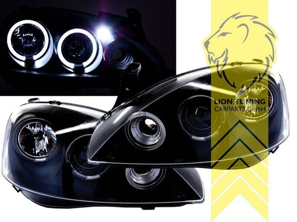 LT LED DRL Halo Ring Eye Headlights Opel Corsa C Combo C 00-12 black LHD