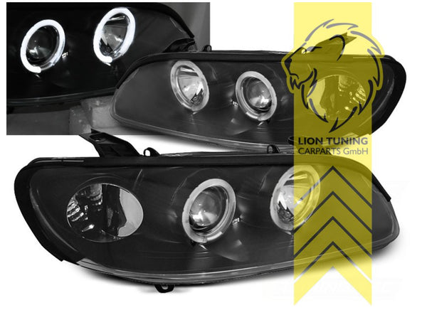 LT LED DRL Lightbar Halo Ring Headlights Opel Omega B Saloon Estate black LHD