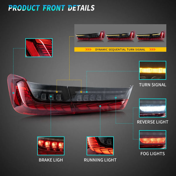 VLAND LED Rear Tail Lights BMW 3-Series 7 MK7 G20 Sedan Saloon 2019-2022 LHD