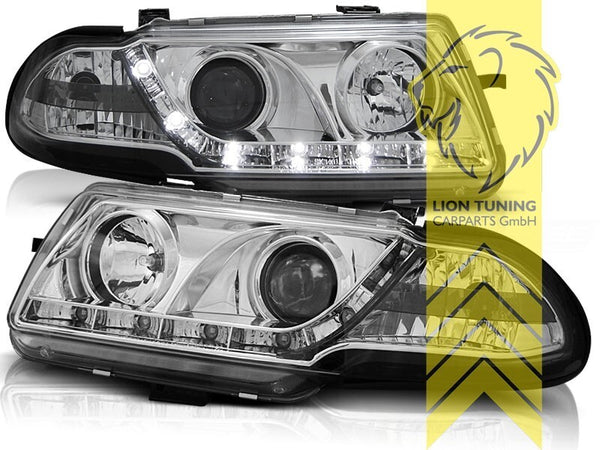 LT Set LED DRL Lightbar Halo Headlights Opel Vauxhall Astra F 91-94 Chrome LHD