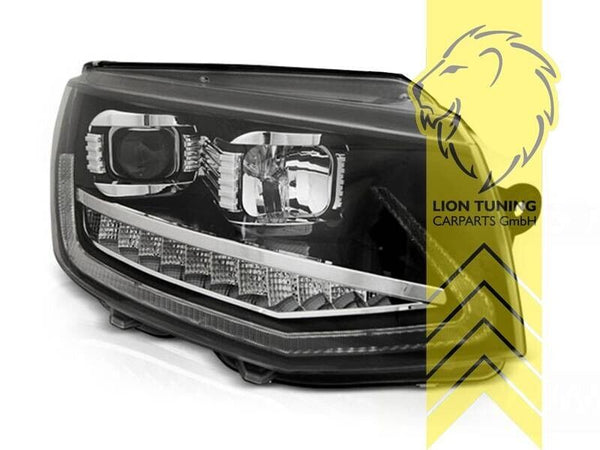 LT LED DRL Lightbar Headlights VW T6 15-19 Bus Transporter Multivan black LHD