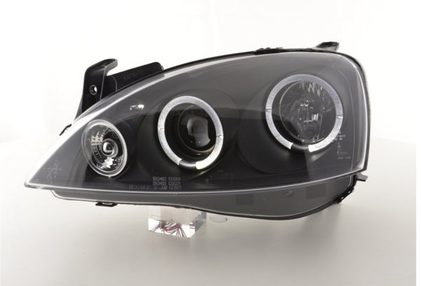 LT Pair LED DRL Angel Eye Halo Ring Headlights Opel Corsa C 01-06 Black LHD