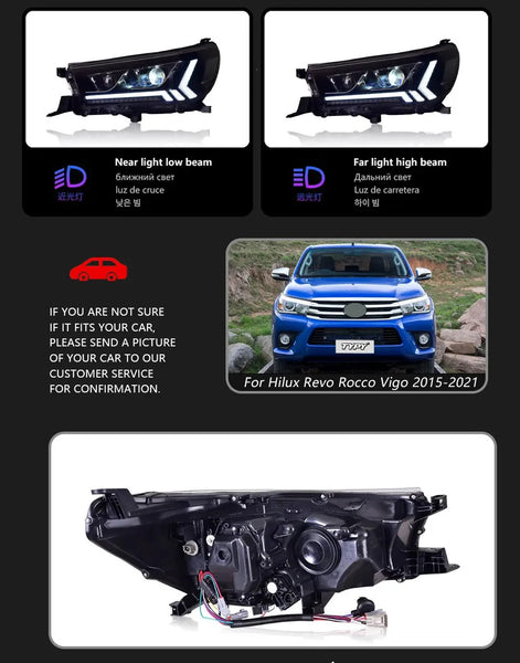 TYPY Pair Toyota Hilux Revo Rocco Wigo LED DRL Headlights Halogen / Xenon LHD