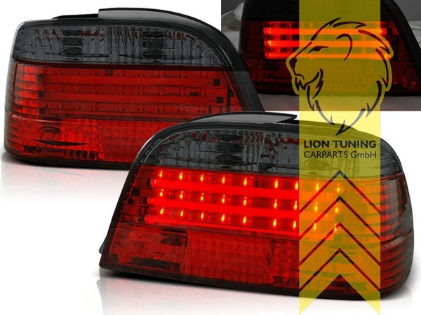 LT Pair LED DRL Lightbar Rear Tail Lights BMW E38 7-Series red black LHD