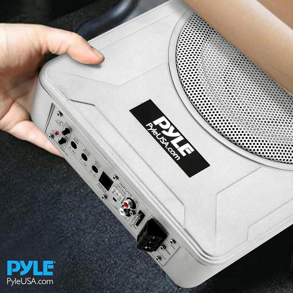 PYLE Car 8" Low-Profile Amplified Subwoofer System 600W Compact Underseat H/L