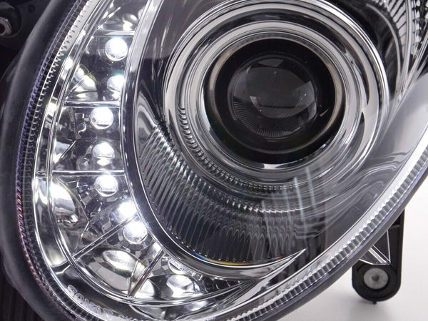 FK LED DRL Halo Lightbar HEADLIGHTS Mercedes E-Class 211 W211 02-06 Chrome LHD