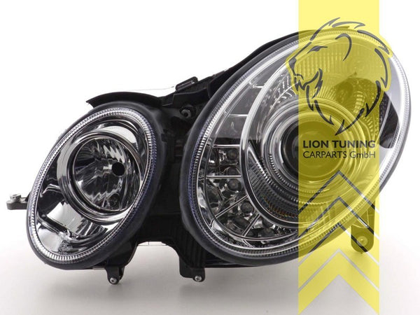 LT Pair LED DRL Halo Headlights Mercedes W211 S211 E-Class chrome 02-06 LHD