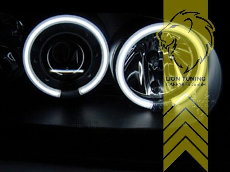 LT Pair H1 Halogen CCFL LED DRL Halo Ring Headlights VW Golf 4 MK4 black LHD