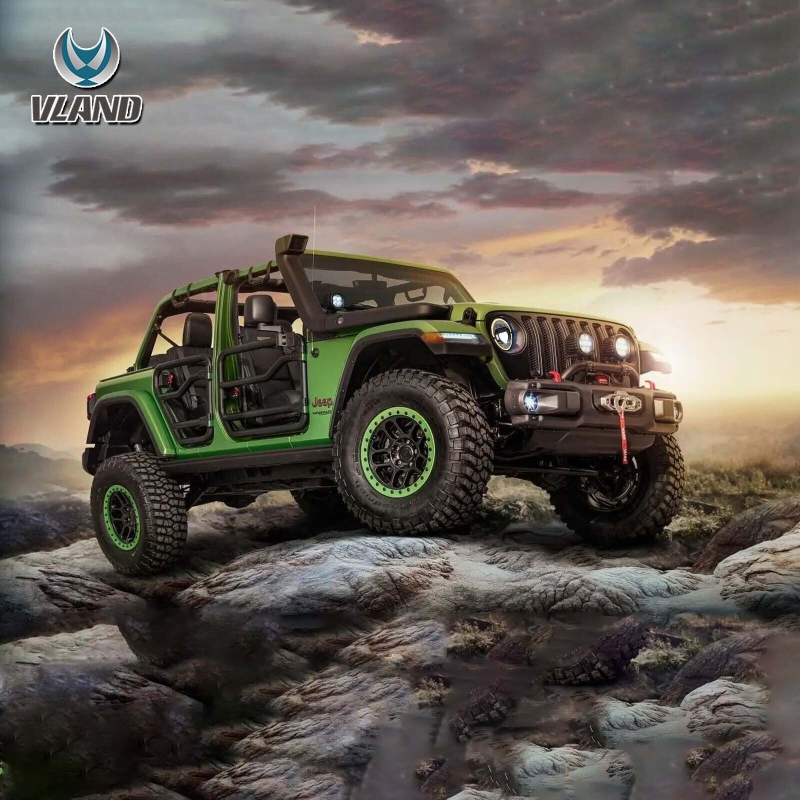 VLAND 07-17 Jeep Wrangler JK Dual Beam Lightbar LED DRL Halo Ring Headlights