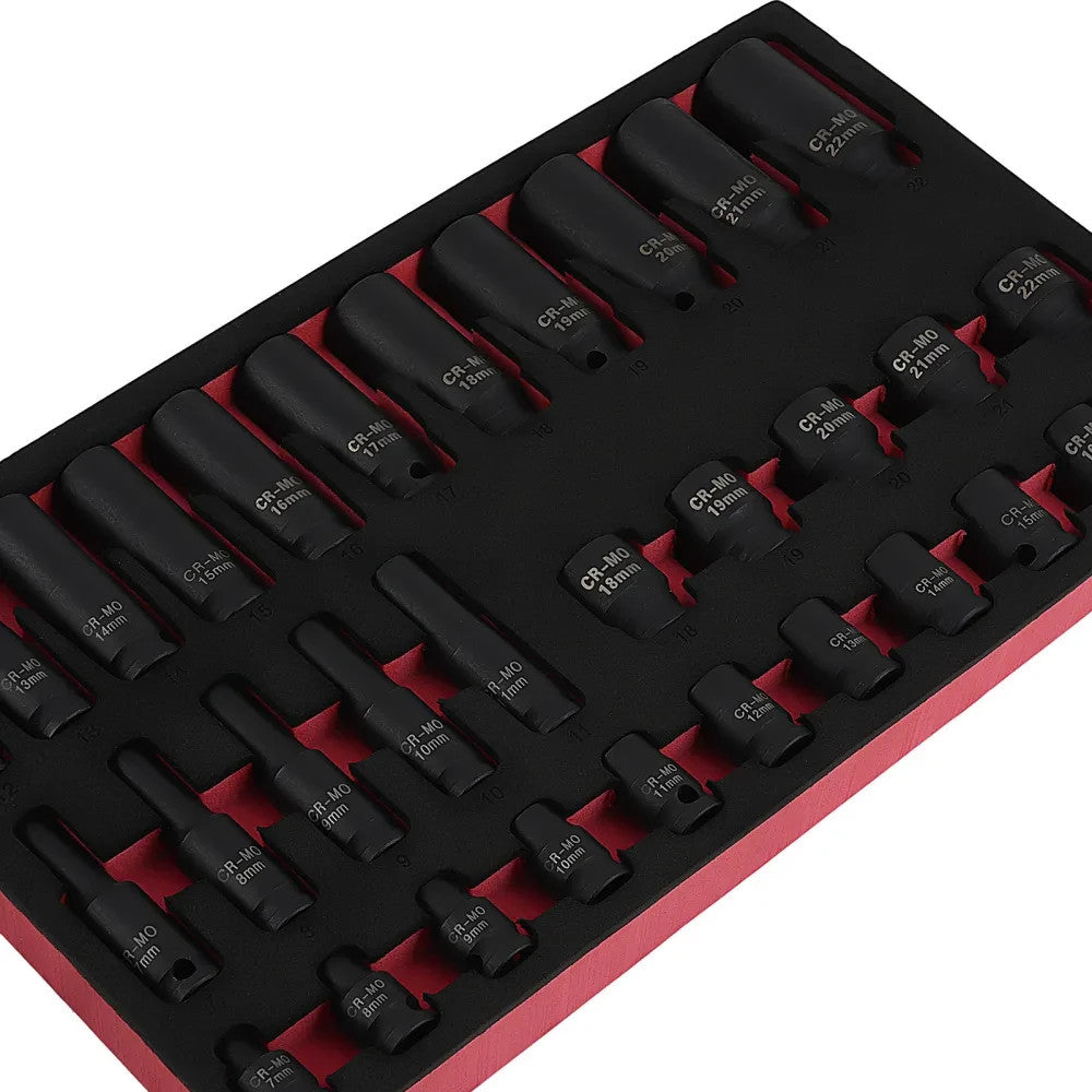 MXPR 32PC 3/8 DRIVE IMPACT SOCKET SET (STANDARDDEEP) 6 POINT PROFILE 40crmo