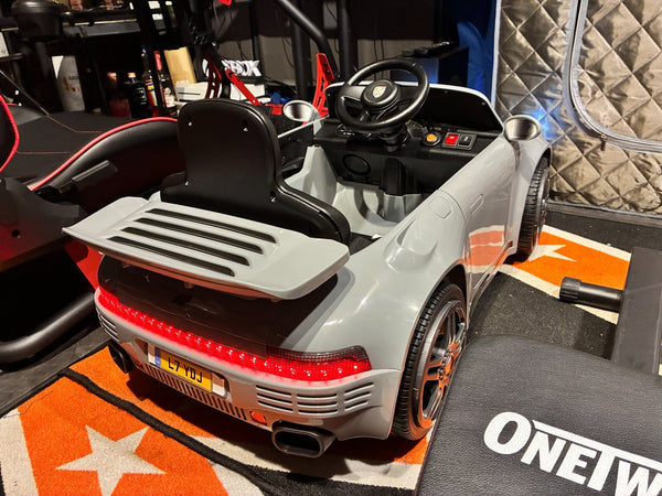 Kids Grey Porsche 911 Ride On Car Licensed RUF CTR 12v Battery Remote BT Stereo Children's Ride-On Car