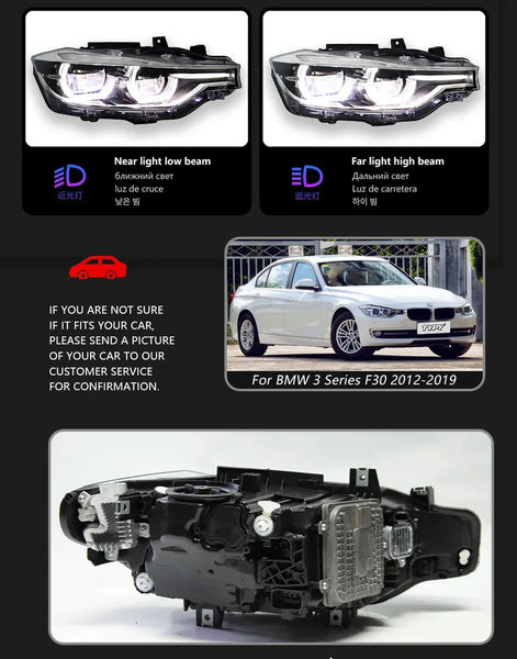 TYPY Pair 12-19 BMW 3 Series F30 LED DRL Dynamic Headlights OE Halogen / Xenon