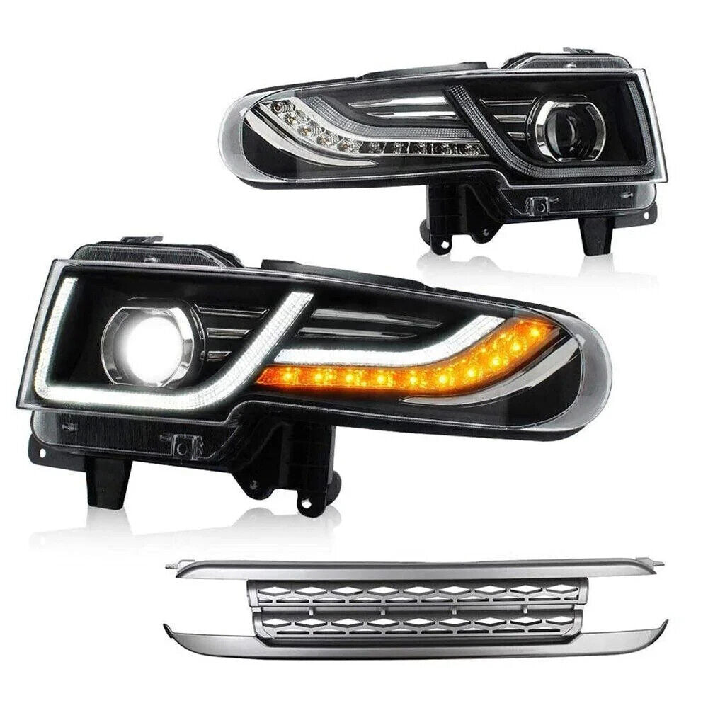 VLAND Toyota Fj Cruiser 2007-2023 SEQ LED DRL Lightbar Headlights + Grilles LHD