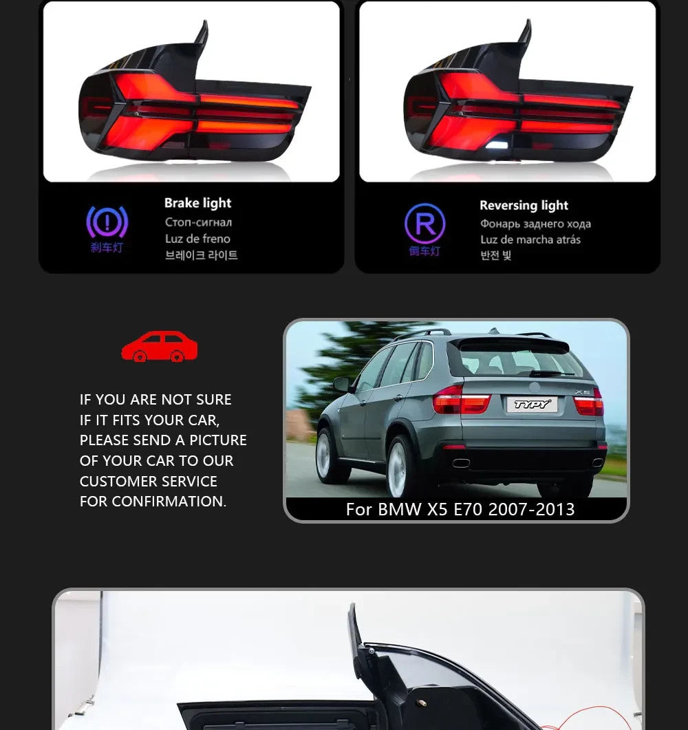 TYPY Pair 07-10 + 11-13 BMW X5 E70 Lightbar LED DRL Dynamic Rear Lights 07-13