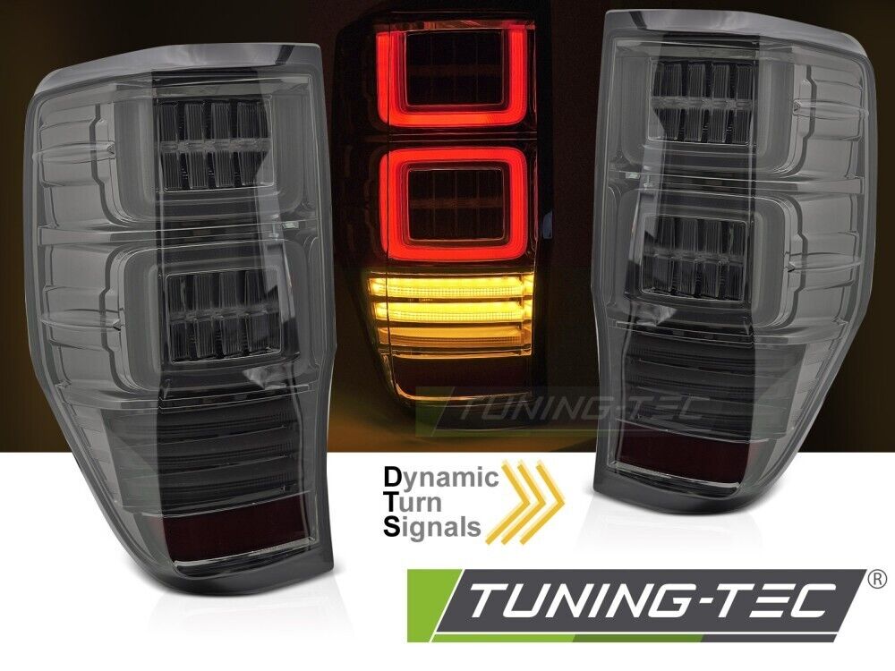 TT LED Lightbar Rear Tail Lamps FORD RANGER 11-18 SMOKE LED LHD