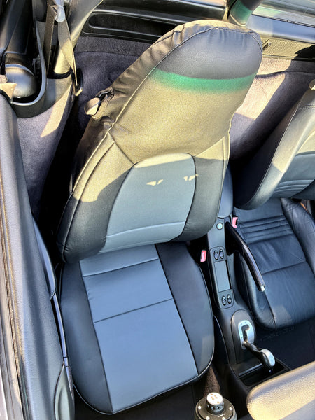 UK NEW X2 (A Pair/Set) Porsche 986 Boxster 97-04 Black & Grey Custom Fit Seat Covers for OE Factory Seats