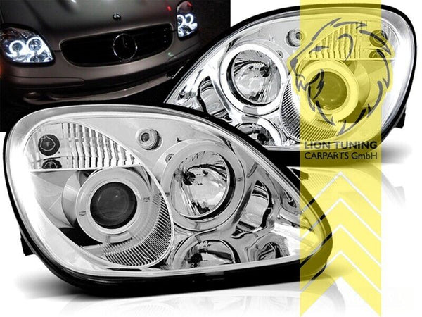 LT LED DRL Halo Angel Eye Headlights Mercedes Benz SLK R170 chrome LHD