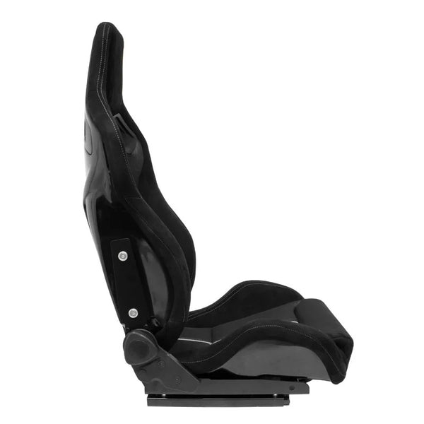 ATS x1 (Sold Individually) Universal Recline Bucket Seat ‎Black Suede + Grey Mesh Fabric + runners Car / 4x4 / Van / Camper / Race Sim