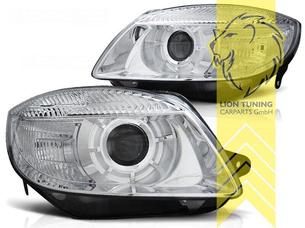 LT Pair LED DRL Halo Headlights Skoda Fabia 2 5J Roomster chrome 06-10 H7 LHD