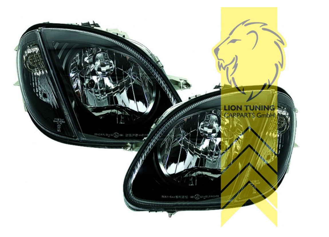 LT Pair Halogen Headlights Mercedes SLK R170 H4 black 96-04 + Facelift LHD