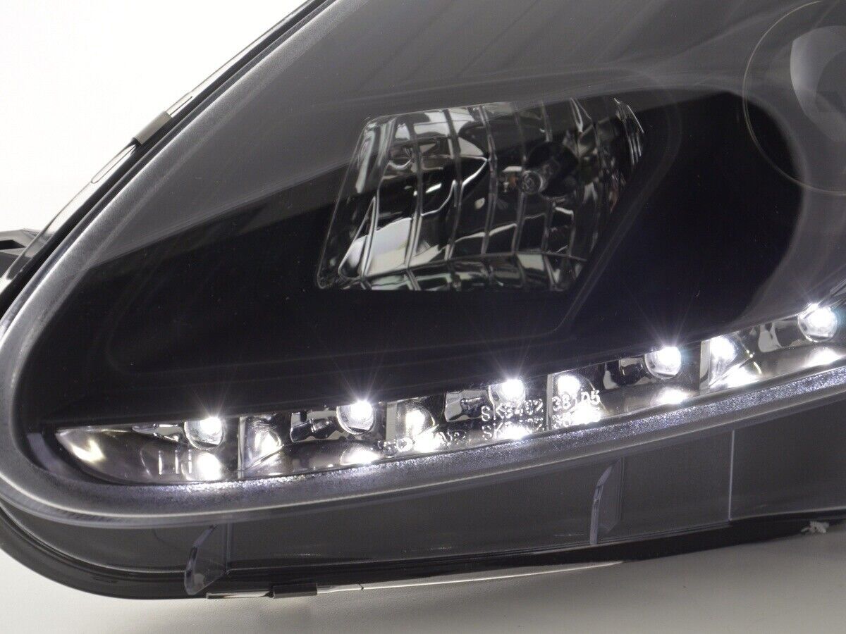 FK Pair LED DRL Lightbar Headlights Fiat Grande Punto 199 05-08 Servo Black LHD