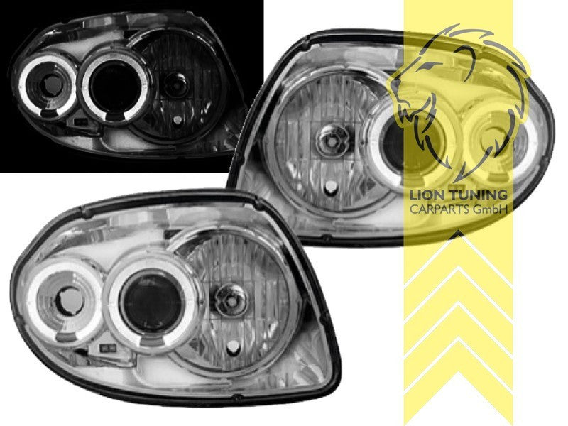 LT LED DRL Halo Ring Headlights Renault Clio B chrome BB CB LB S 98-01 LHD