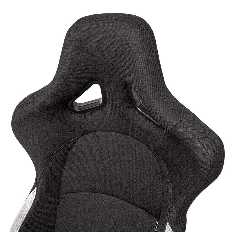 ATS BS2 x1 Universal Recline Fibreglass Hard Back Sports Bucket Seat Black Silver Textile Fabric